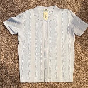 Coofandy Men's Blue Knit Polo Shirt - Large